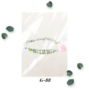 Pastel Multicolor Cat's Eye Single Wrap Bracelet Pink Button